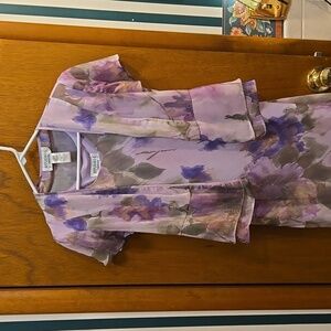 Lovely, purple, floral dress 100% polyester.